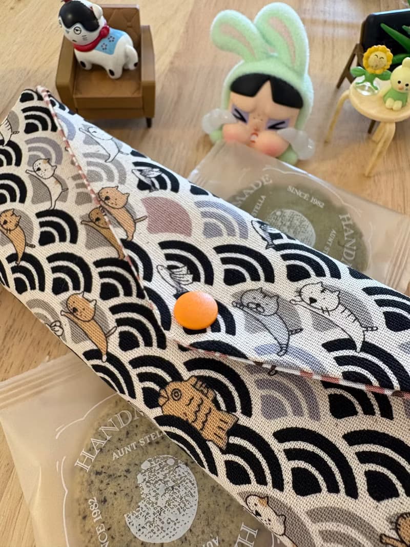 文青風環保純棉筷袋 喵喵樂悠遊 原胚咖啡 日本 潮物 收納 手作餐