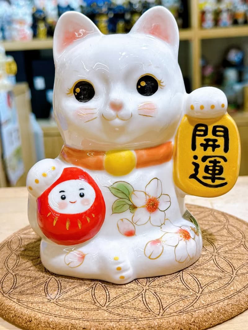 【櫻彩開運】日本清水燒招財貓 | 達摩 - 色繪櫻
