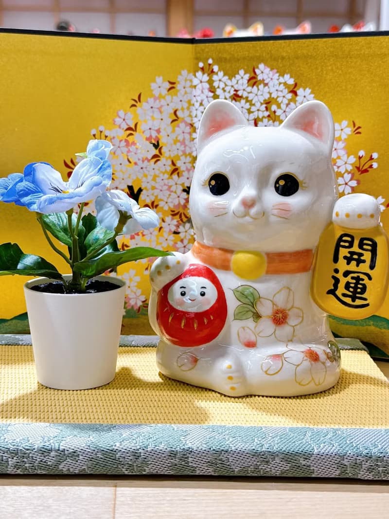 【櫻彩開運】日本清水燒招財貓 | 達摩 - 色繪櫻