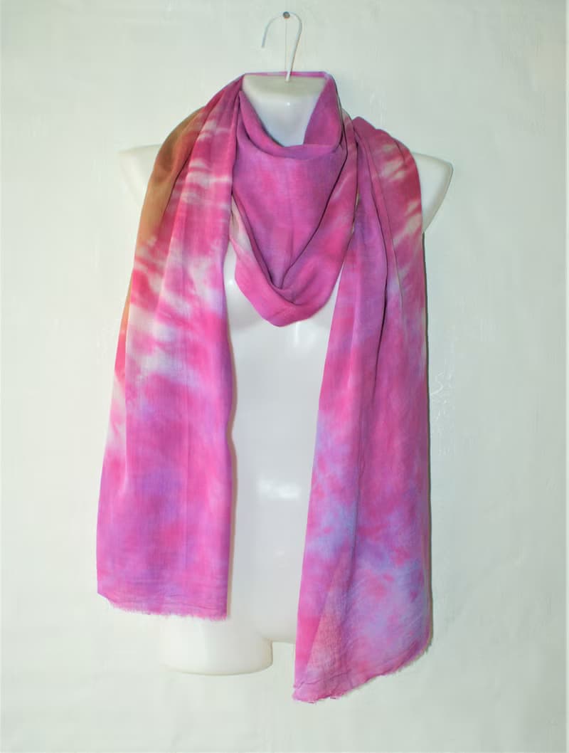 Cotton scarf Purple long hand dyed scarf Abstract shawl Great gift Tie dye scarf