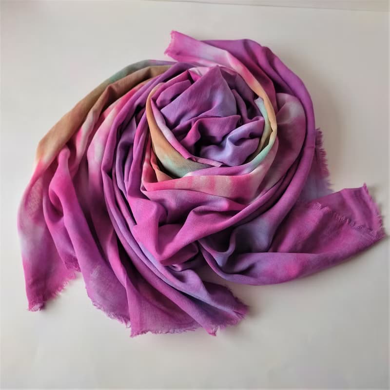 Cotton scarf Purple long hand dyed scarf Abstract shawl Great gift Tie dye scarf