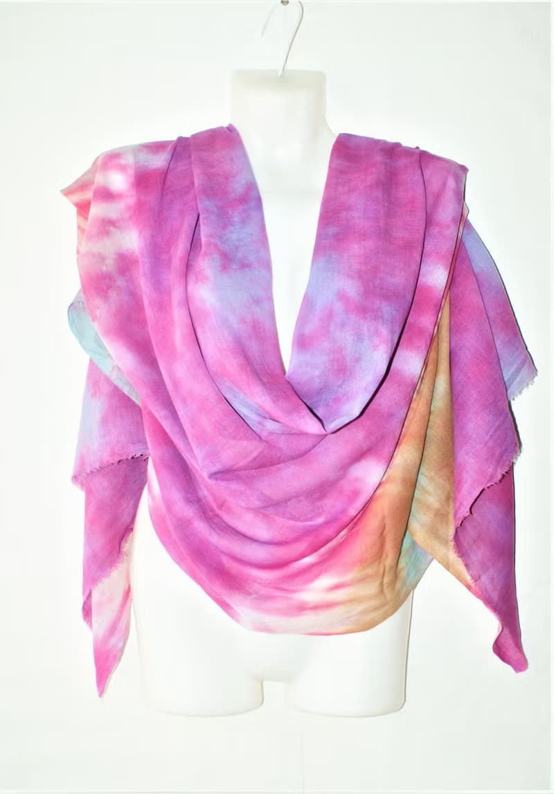Cotton scarf Purple long hand dyed scarf Abstract shawl Great gift Tie dye scarf