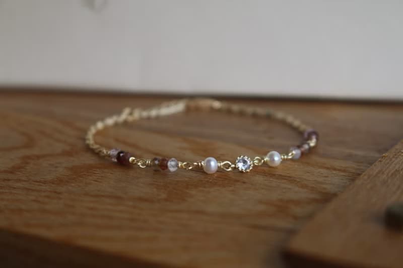 手鍊 鋯石 尖晶石 珍珠 - 神殿 -