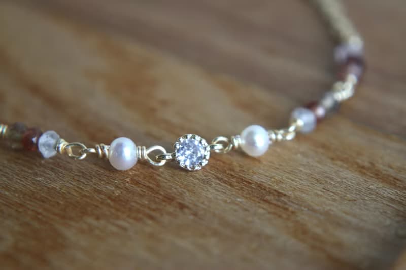 手鍊 鋯石 尖晶石 珍珠 - 神殿 -