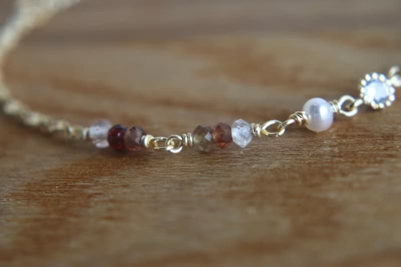 手鍊 鋯石 尖晶石 珍珠 - 神殿 -