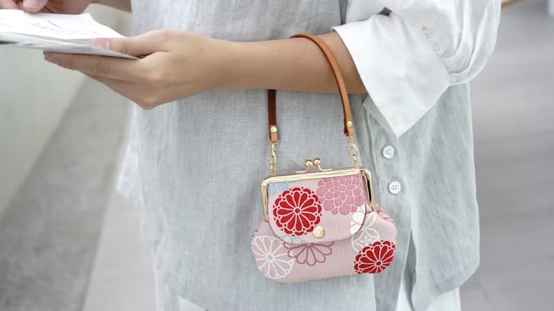 零錢包/京都奈設計口袋口金包-落英繽紛/和風設計