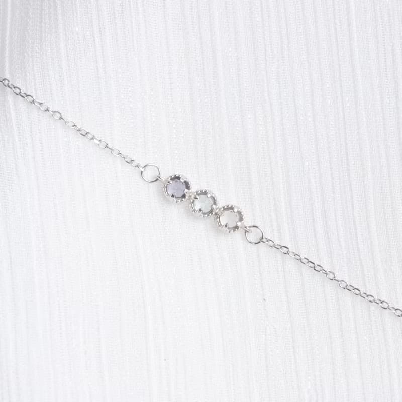 藍托帕石 堇青石 白水晶925純銀蛋糕排鑽風格手鍊