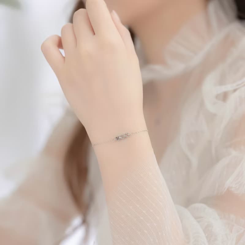 藍托帕石 堇青石 白水晶925純銀蛋糕排鑽風格手鍊