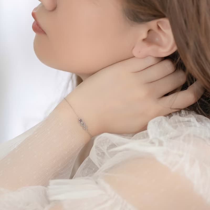 藍托帕石 堇青石 白水晶925純銀蛋糕排鑽風格手鍊