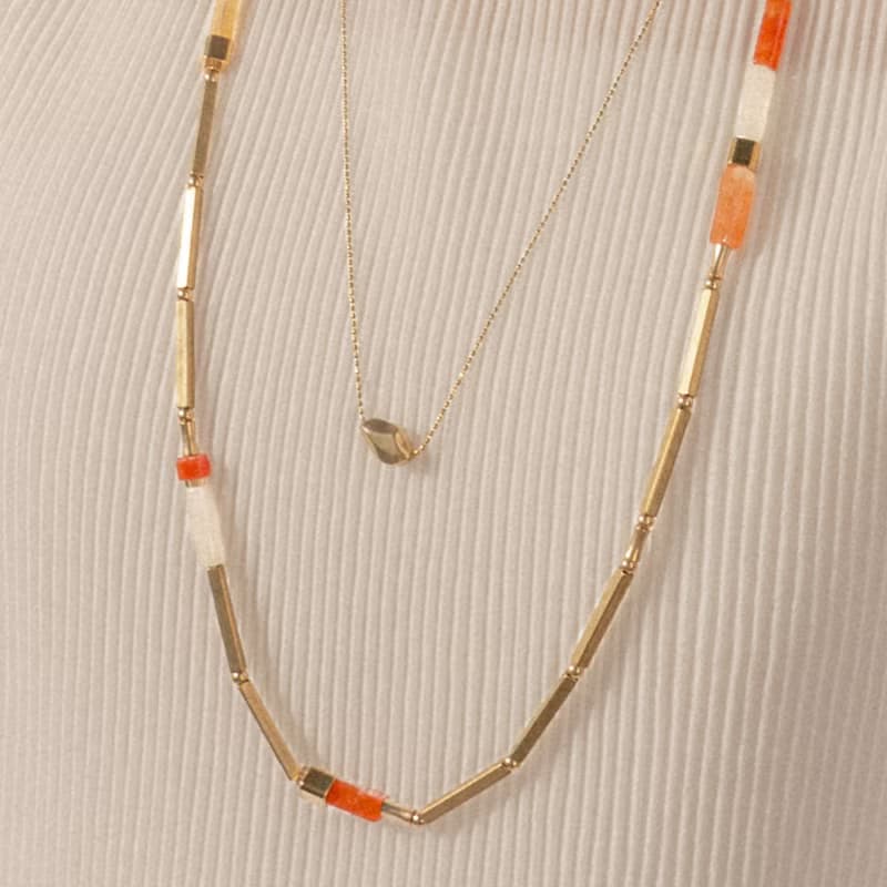 ARROGANT - 夏陽 * 玫瑰石 瑪瑙 東菱玉 礦石 黃銅 項鍊