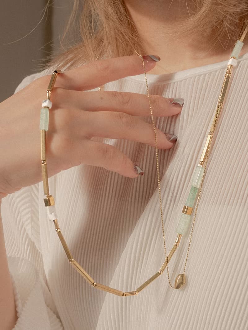 ARROGANT - 夏陽 * 玫瑰石 瑪瑙 東菱玉 礦石 黃銅 項鍊