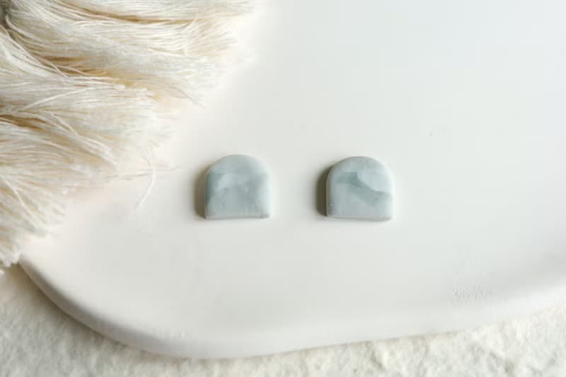 【手工軟陶】灰色雲霧 耳環耳夾