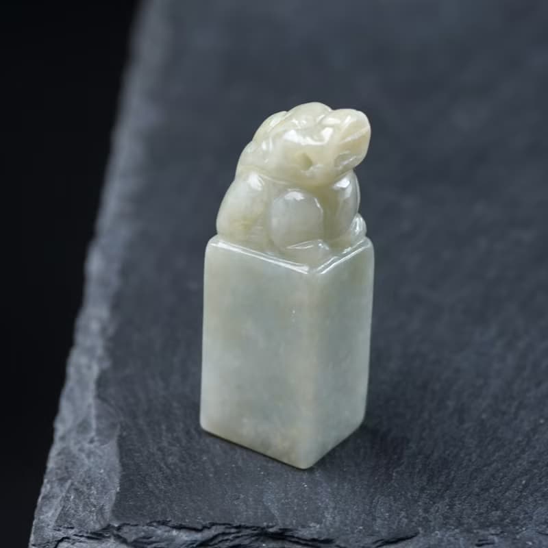 【招財神獸】黃翡翡翠貔貅玉印章 | 天然緬甸玉翡翠A貨 | 送禮
