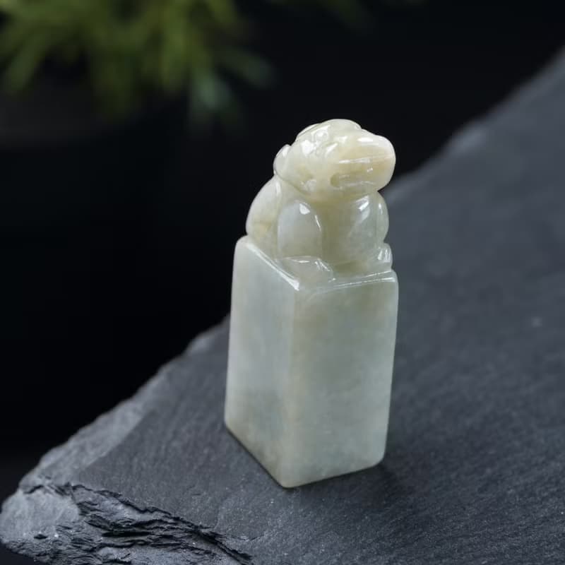 【招財神獸】黃翡翡翠貔貅玉印章 | 天然緬甸玉翡翠A貨 | 送禮