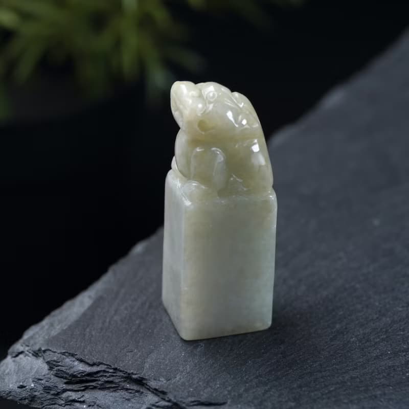【招財神獸】黃翡翡翠貔貅玉印章 | 天然緬甸玉翡翠A貨 | 送禮
