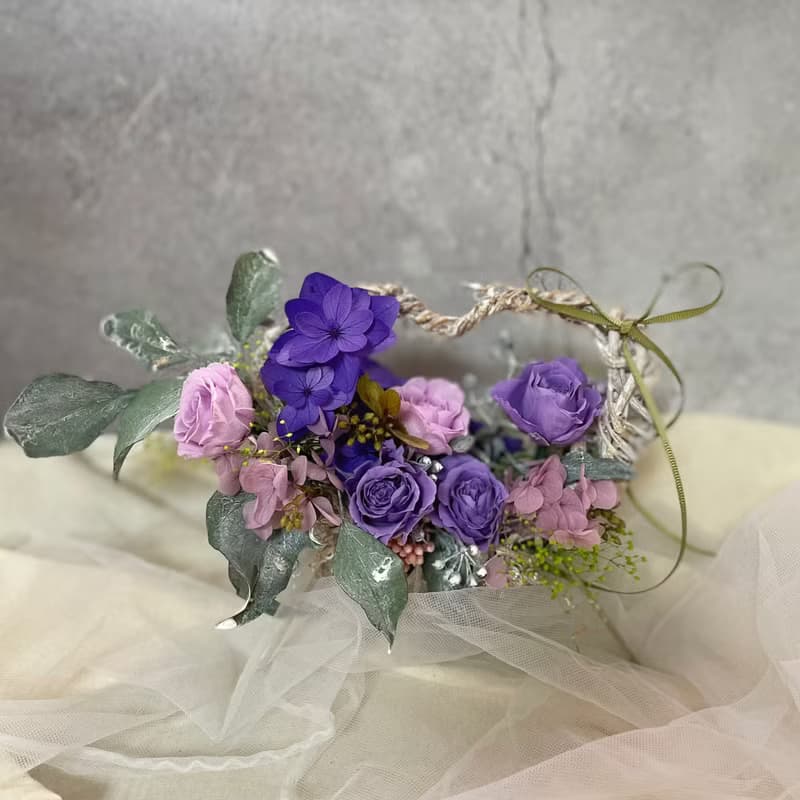 【永生花禮】心型藤編玫瑰桌花/開幕花禮/升遷花禮/祝賀花禮