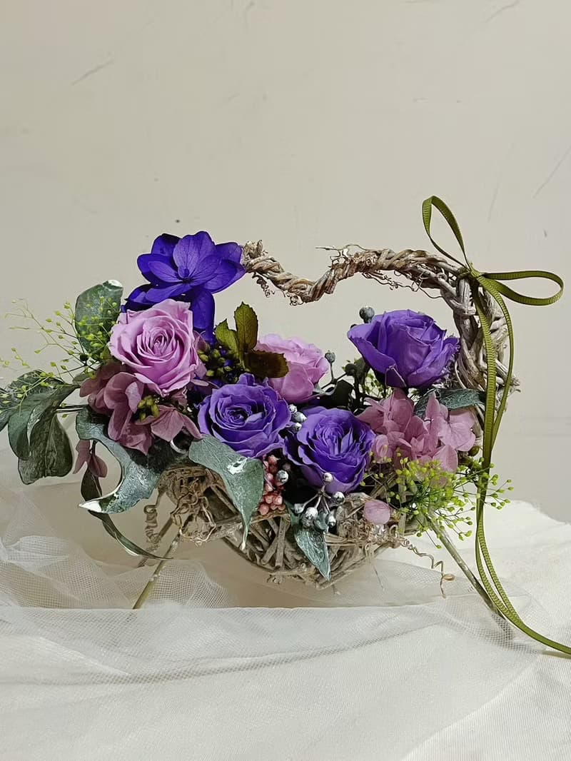 【永生花禮】心型藤編玫瑰桌花/開幕花禮/升遷花禮/祝賀花禮