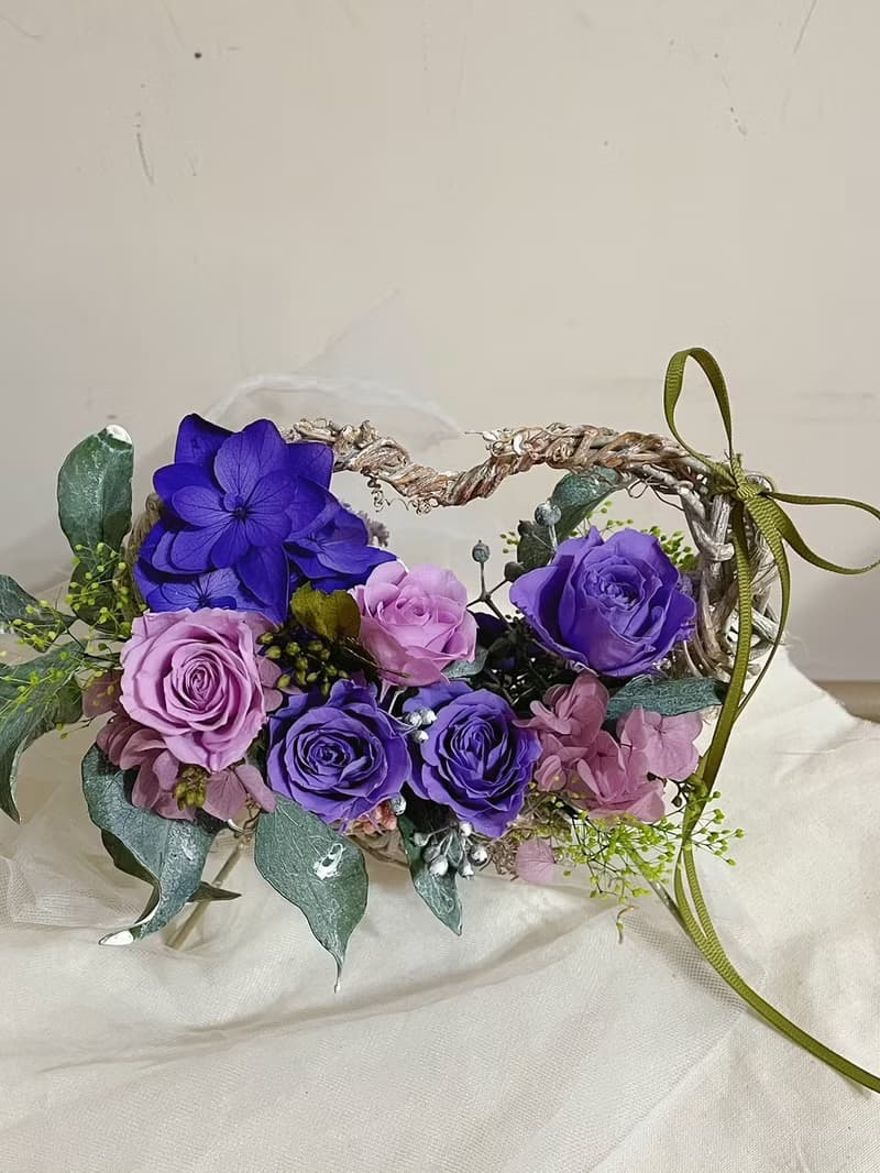 【永生花禮】心型藤編玫瑰桌花/開幕花禮/升遷花禮/祝賀花禮