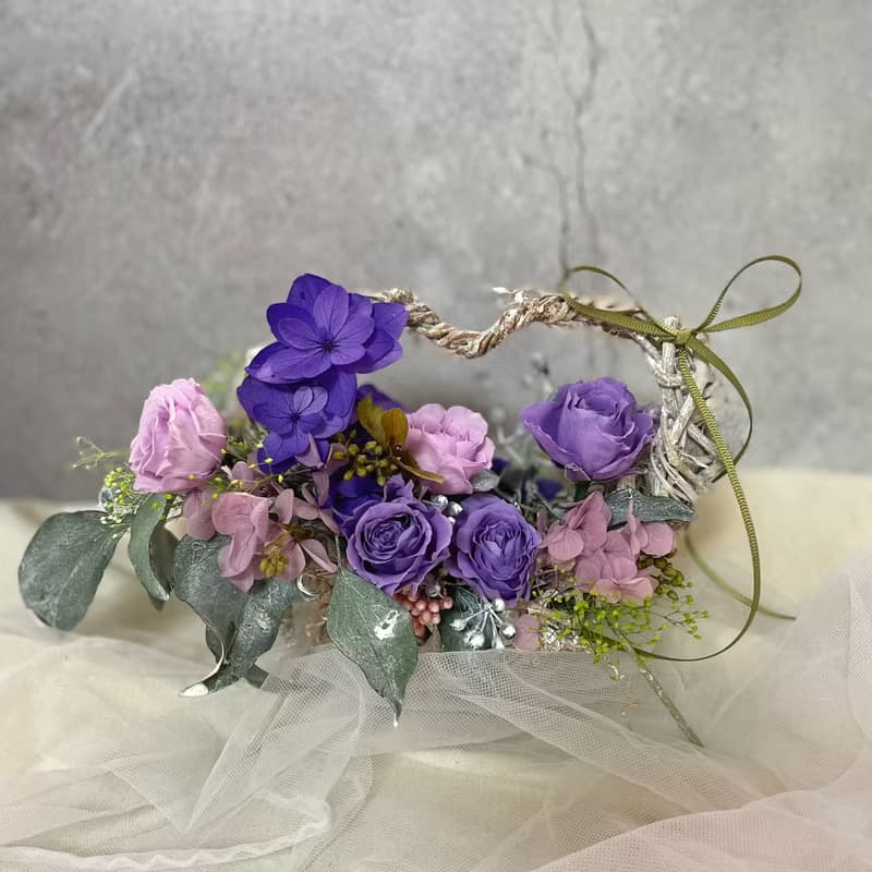 【永生花禮】心型藤編玫瑰桌花/開幕花禮/升遷花禮/祝賀花禮