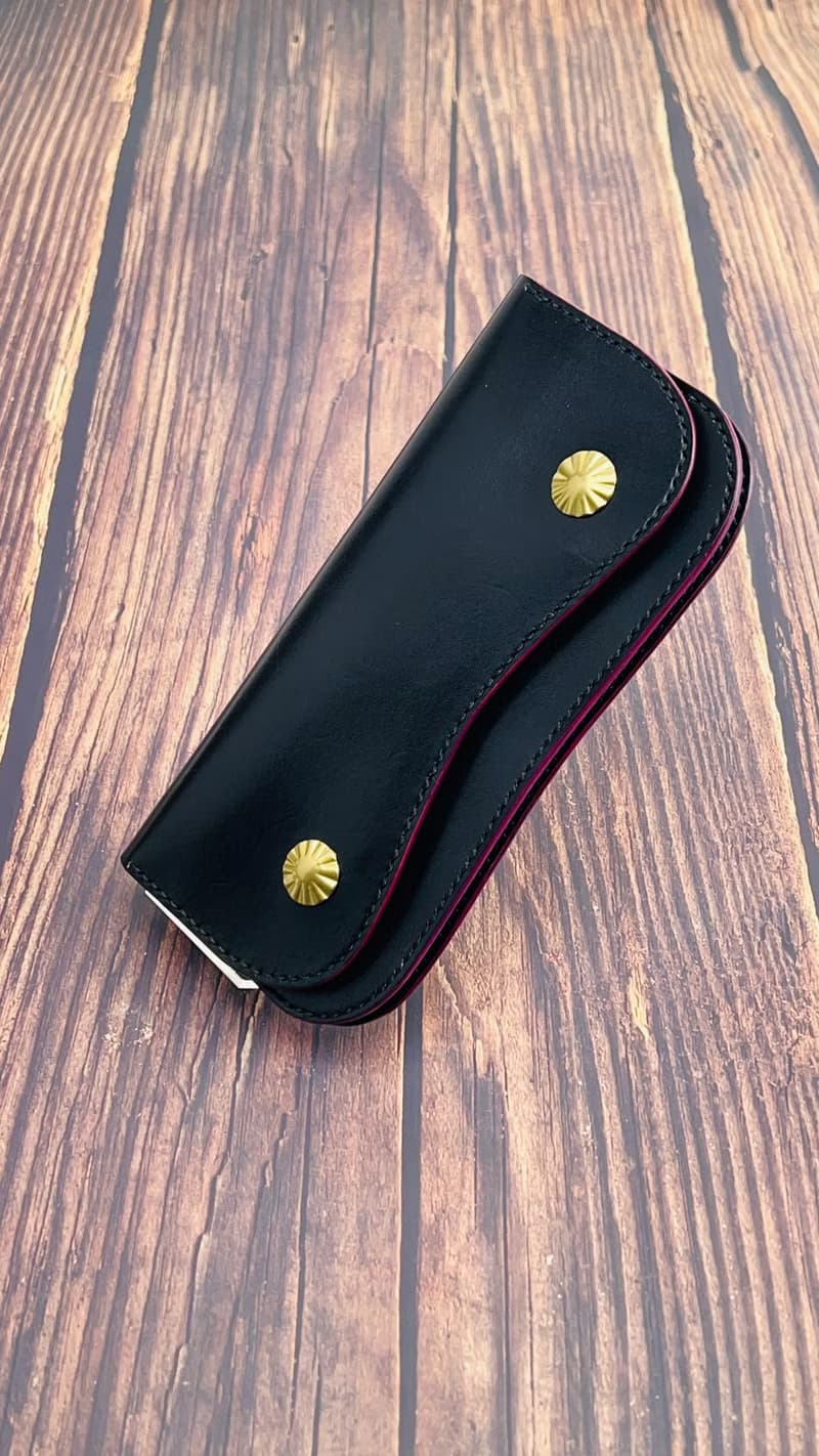 【長夾】SL.001簡約薄款卡車司機長夾/ 義大利植鞣革/ 黑底紫邊