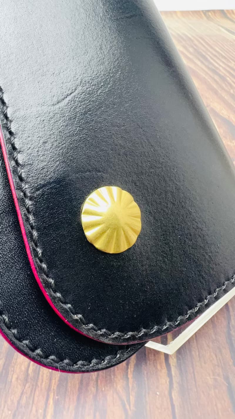 【長夾】SL.001簡約薄款卡車司機長夾/ 義大利植鞣革/ 黑底紫邊