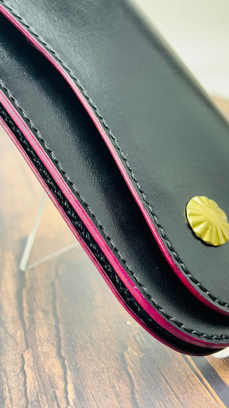 【長夾】SL.001簡約薄款卡車司機長夾/ 義大利植鞣革/ 黑底紫邊