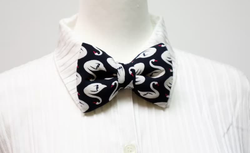 藏青白天鵝 手工立體蝴蝶結領結 bow tie *SK*