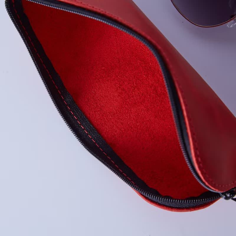 紅色真皮眼鏡盒 – 時尚皮革配件禮品