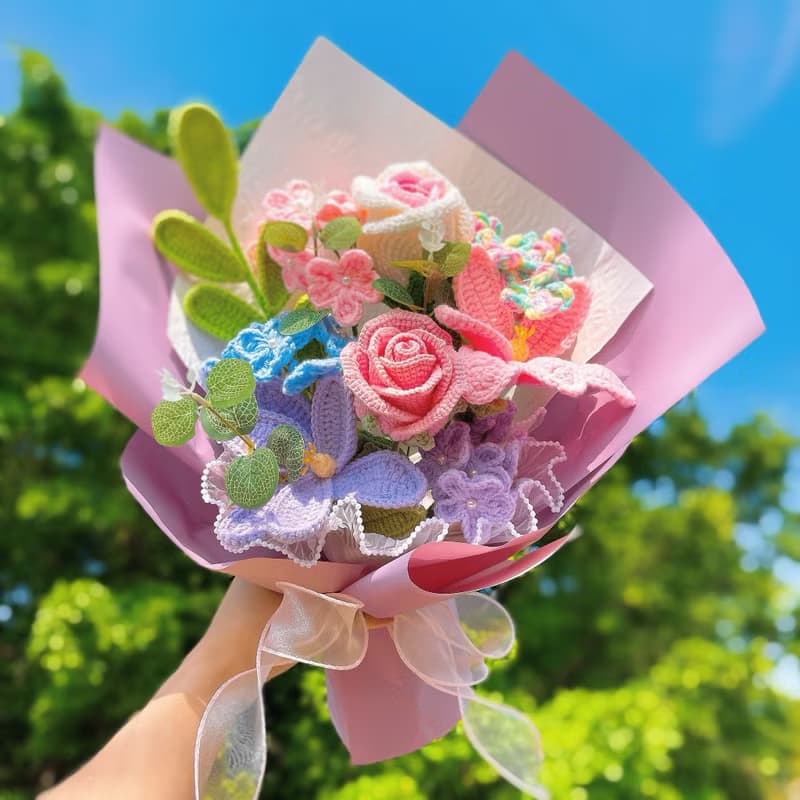 手作鉤織愛與回憶花束