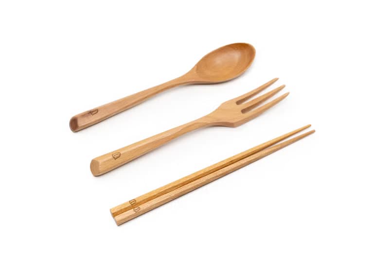 Islandoffer島嶼製作 櫸木便攜餐具套裝連盒 木系餐具 (一套)