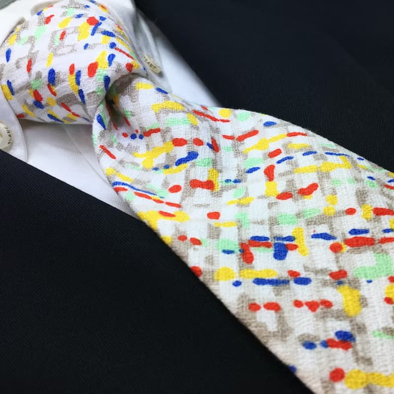 Japanese festival pattern tie Yellow necktie