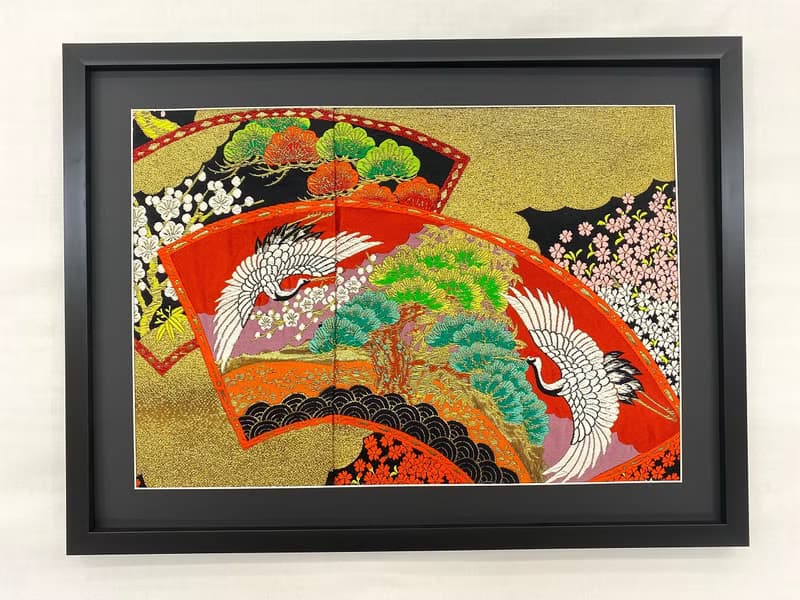 きものアート42　刺繍着物 和モダン 和風インテリア 花柄 プレゼント 結婚祝い 新築祝い 長寿祝い 縁起物