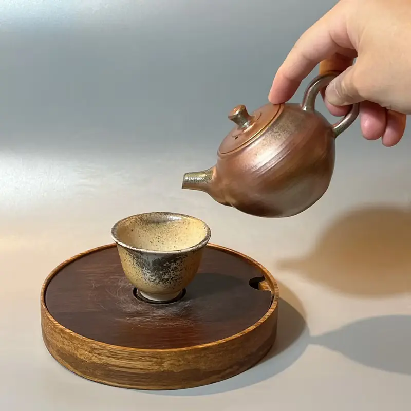 柴燒古樸落灰金彩茶壺 / 小平凡手作