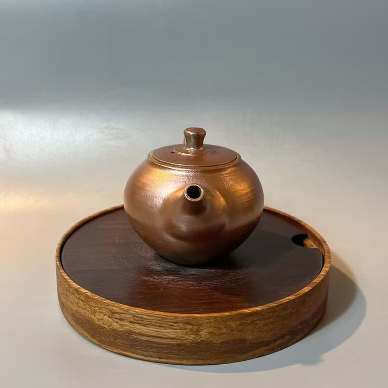 柴燒古樸落灰金彩茶壺 / 小平凡手作