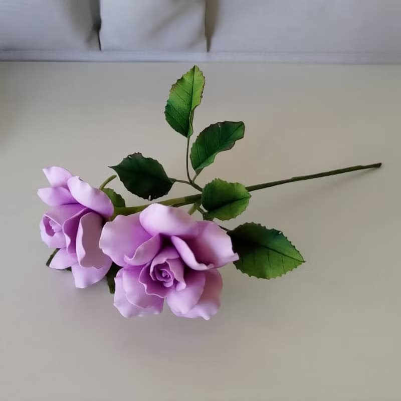 黏土手作 ATO36 紫色玫瑰花