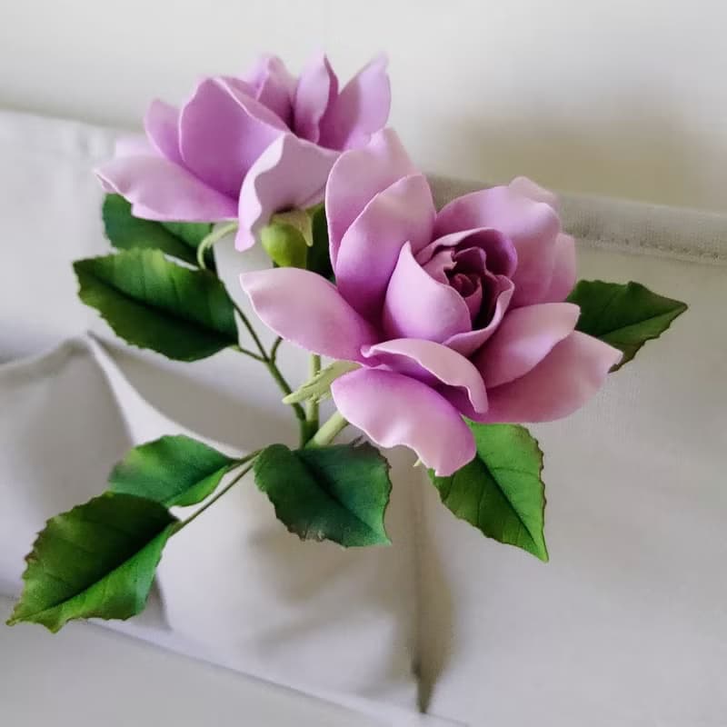 黏土手作 ATO36 紫色玫瑰花