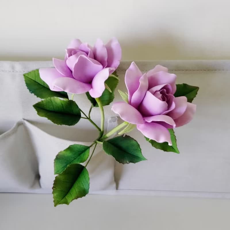黏土手作 ATO36 紫色玫瑰花