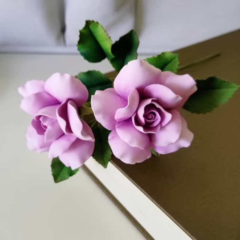 黏土手作 ATO36 紫色玫瑰花