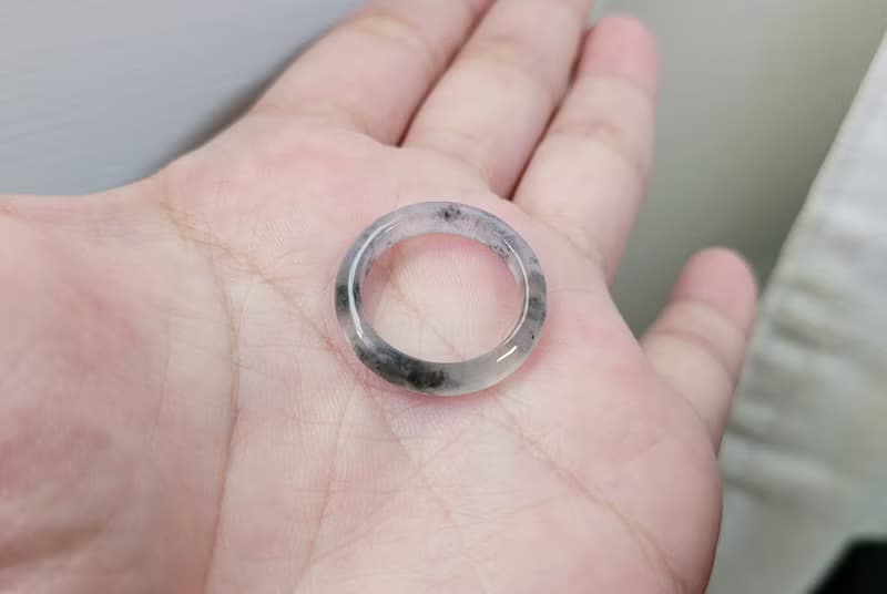 【親翠】天然翡翠 高冰全透烏雞放光種水美手指鐲10號戒圈