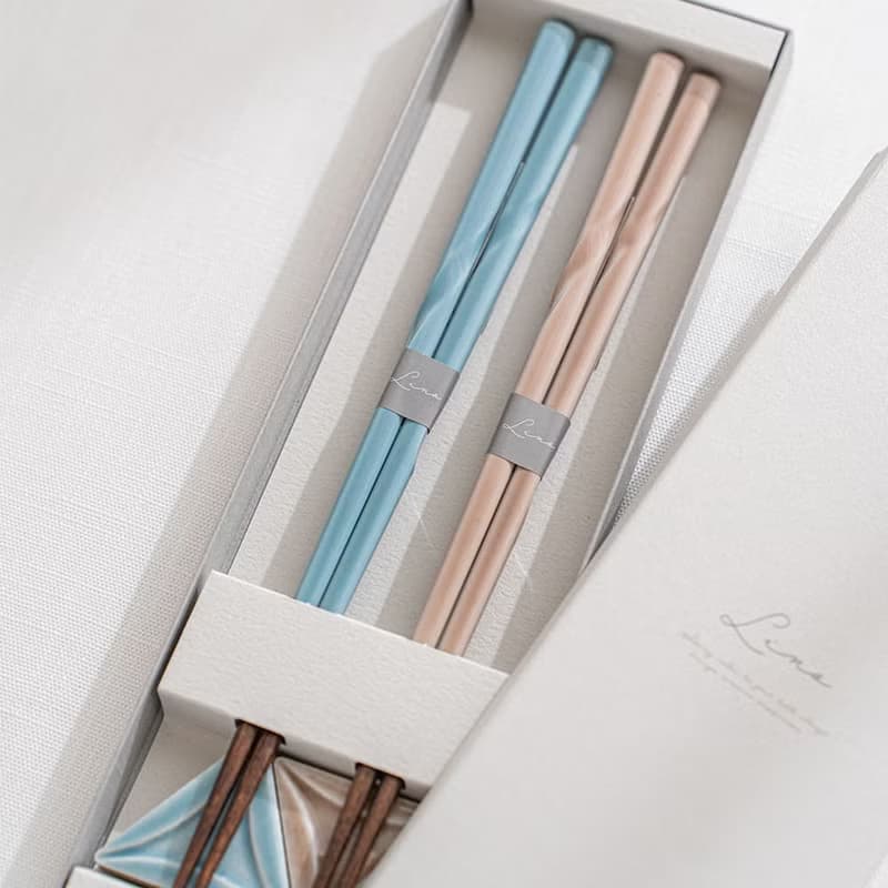 【結婚禮物】Lino系列 筷子筷架組2入禮盒 藍&粉