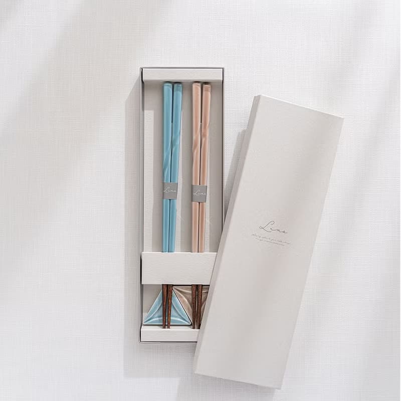 【結婚禮物】Lino系列 筷子筷架組2入禮盒 藍&粉