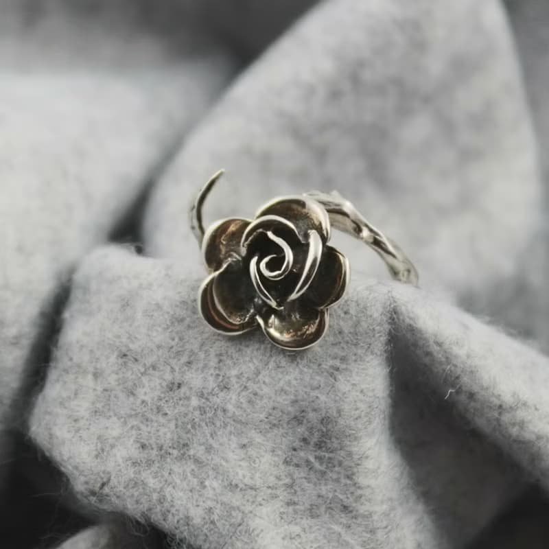 HH-JEWELRY 手工珠寶 925純銀 銀飾 玫瑰戒指