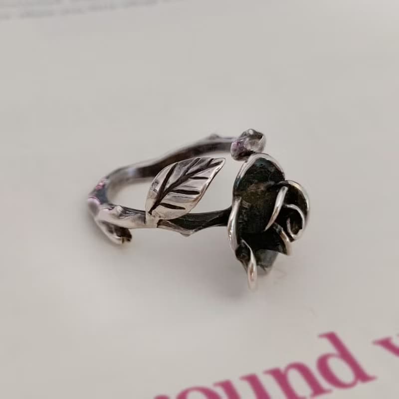 HH-JEWELRY 手工珠寶 925純銀 銀飾 玫瑰戒指