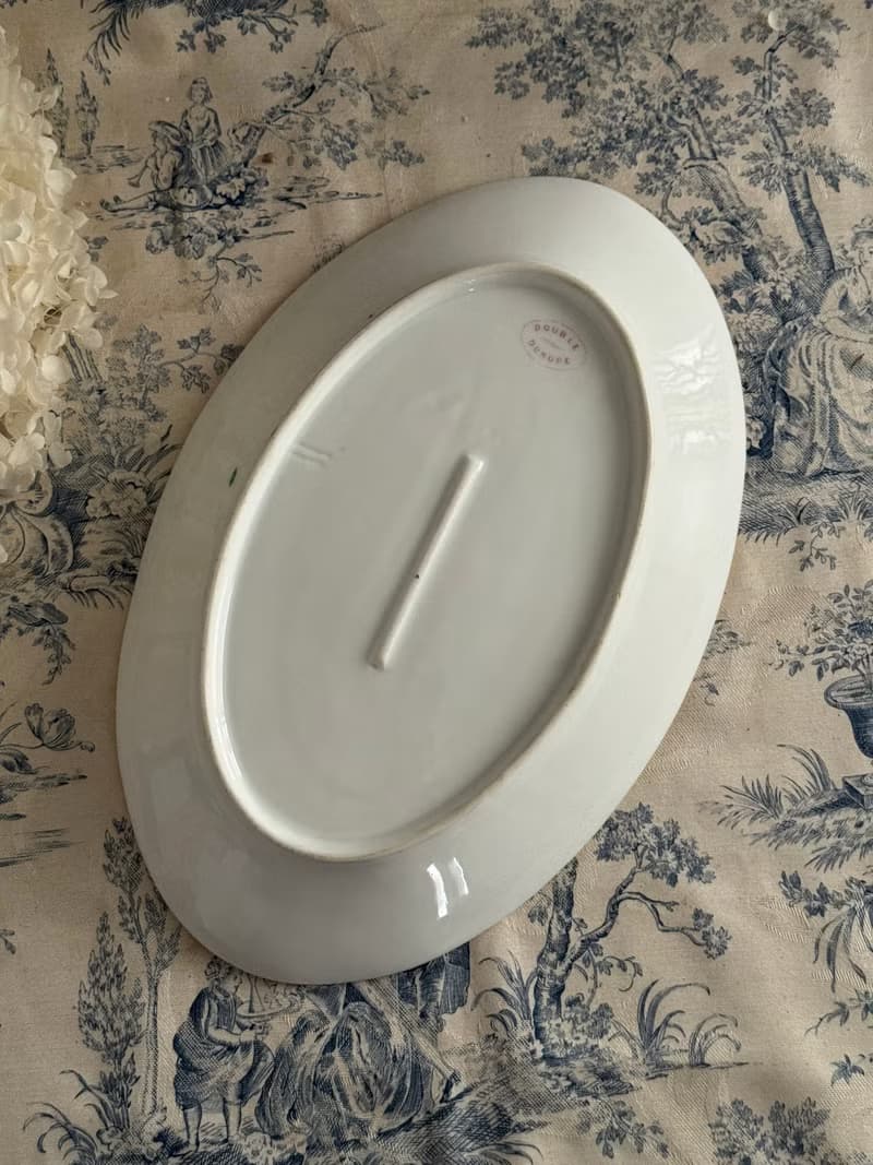 40498-法國百年貴族家徽橢圓深盤