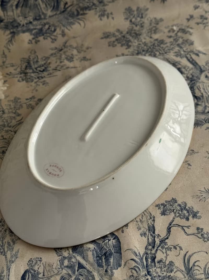 40498-法國百年貴族家徽橢圓深盤