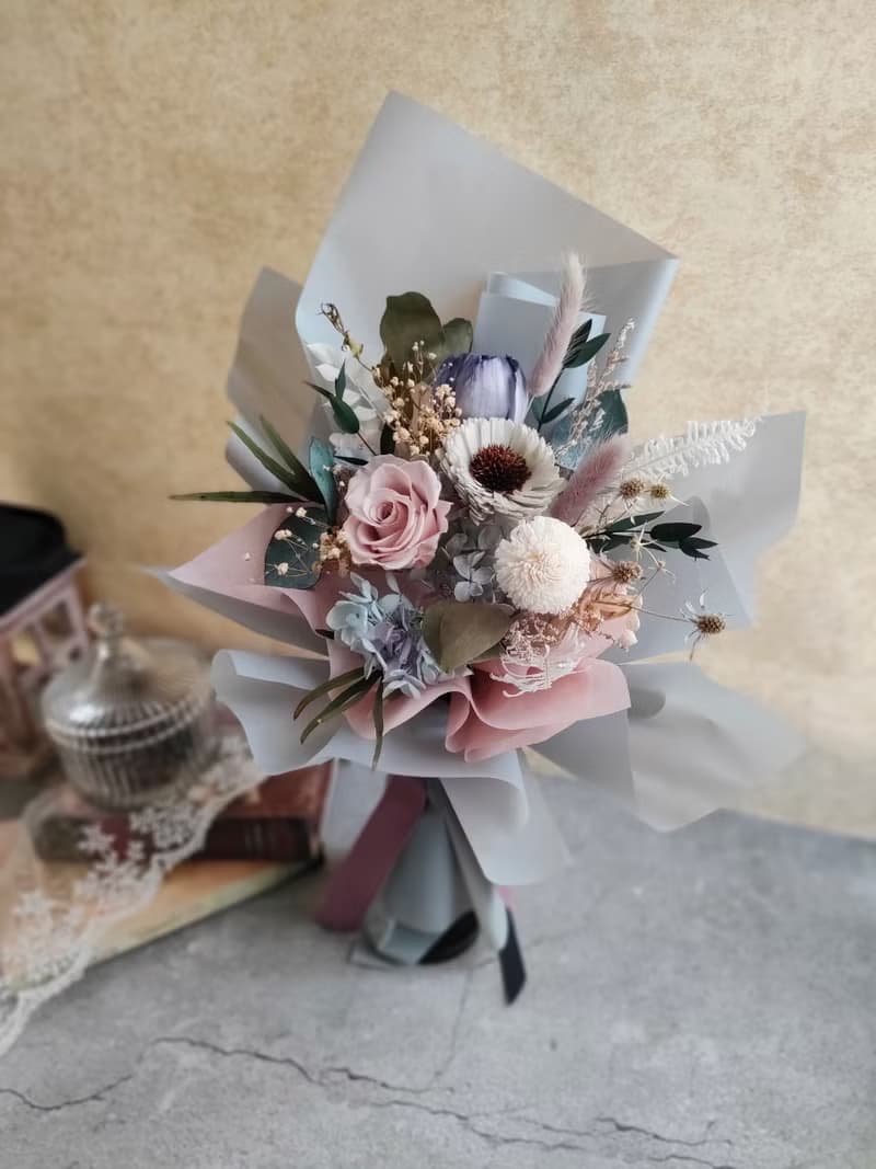 莫蘭迪永生花束- 香氛韓式不凋花束畢業 老師禮物