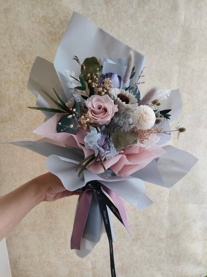 莫蘭迪永生花束- 香氛韓式不凋花束畢業 老師禮物