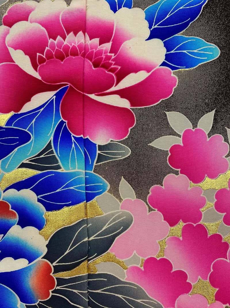 きものアート25　vintage fabric　着物友禅　壁掛けインテリア　和モダン　新築引越祝い made in japan