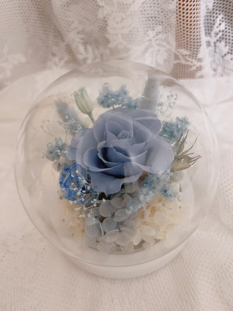 蔚藍小清新  手作永生花禮  玻璃盅