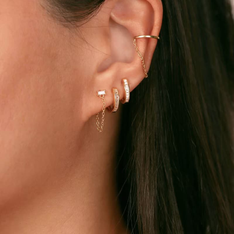 s925銀鍍金C字鏈條耳骨夾 無耳洞耳環 女生耳骨環 高級感耳骨夾